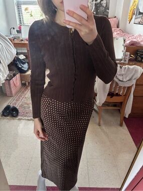 Joie brown polka dot skirt + top set